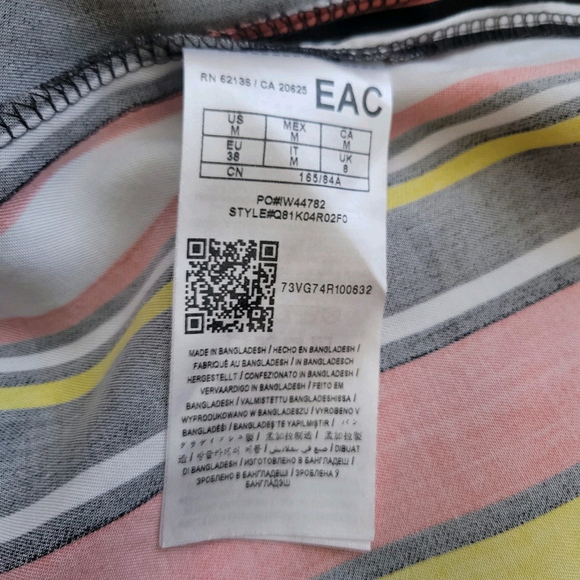 Guess Women's One Sleeve Multi-Color Stripes Knee Length Dress Size Medium - Picture 6 of 7